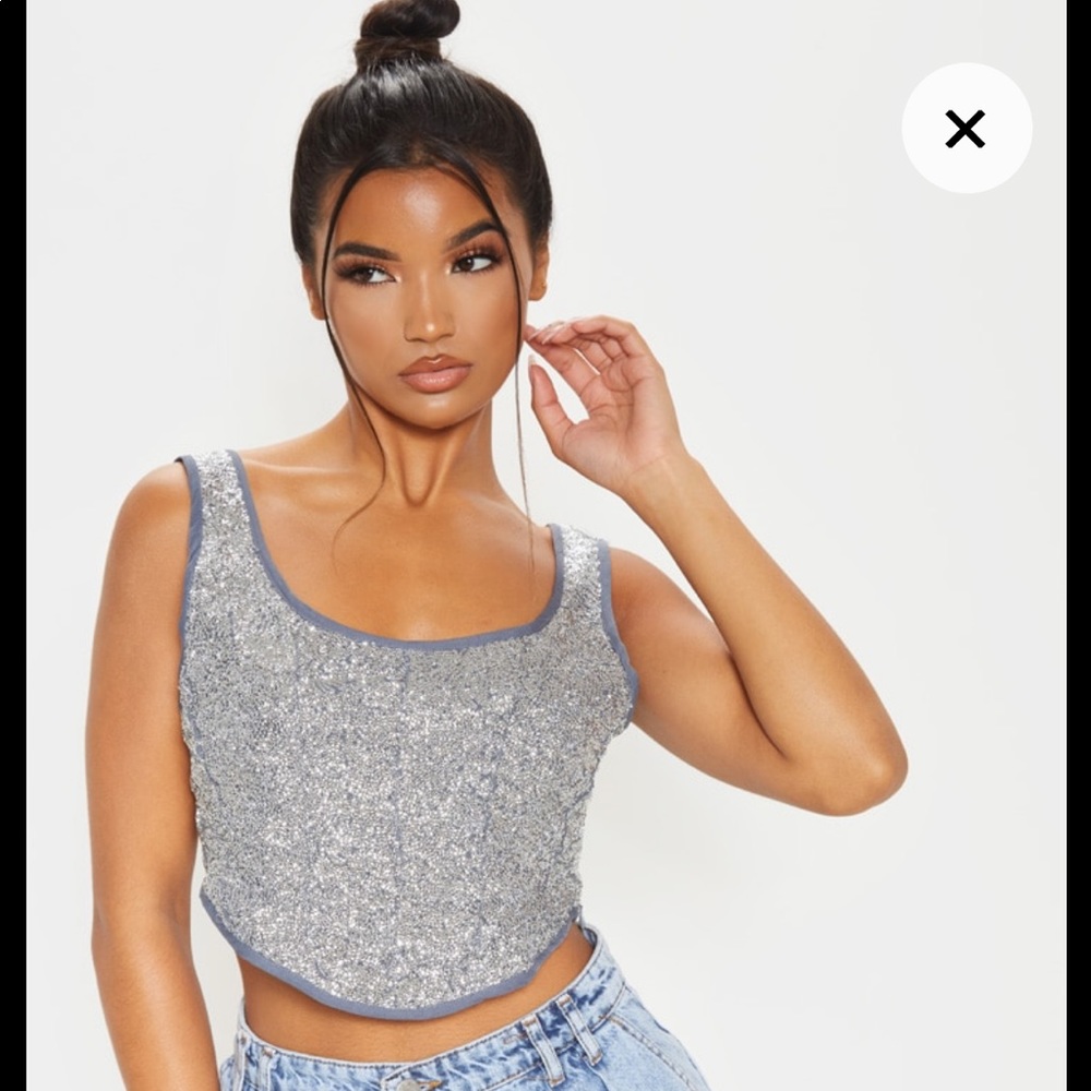 Silver/ glitter crop top